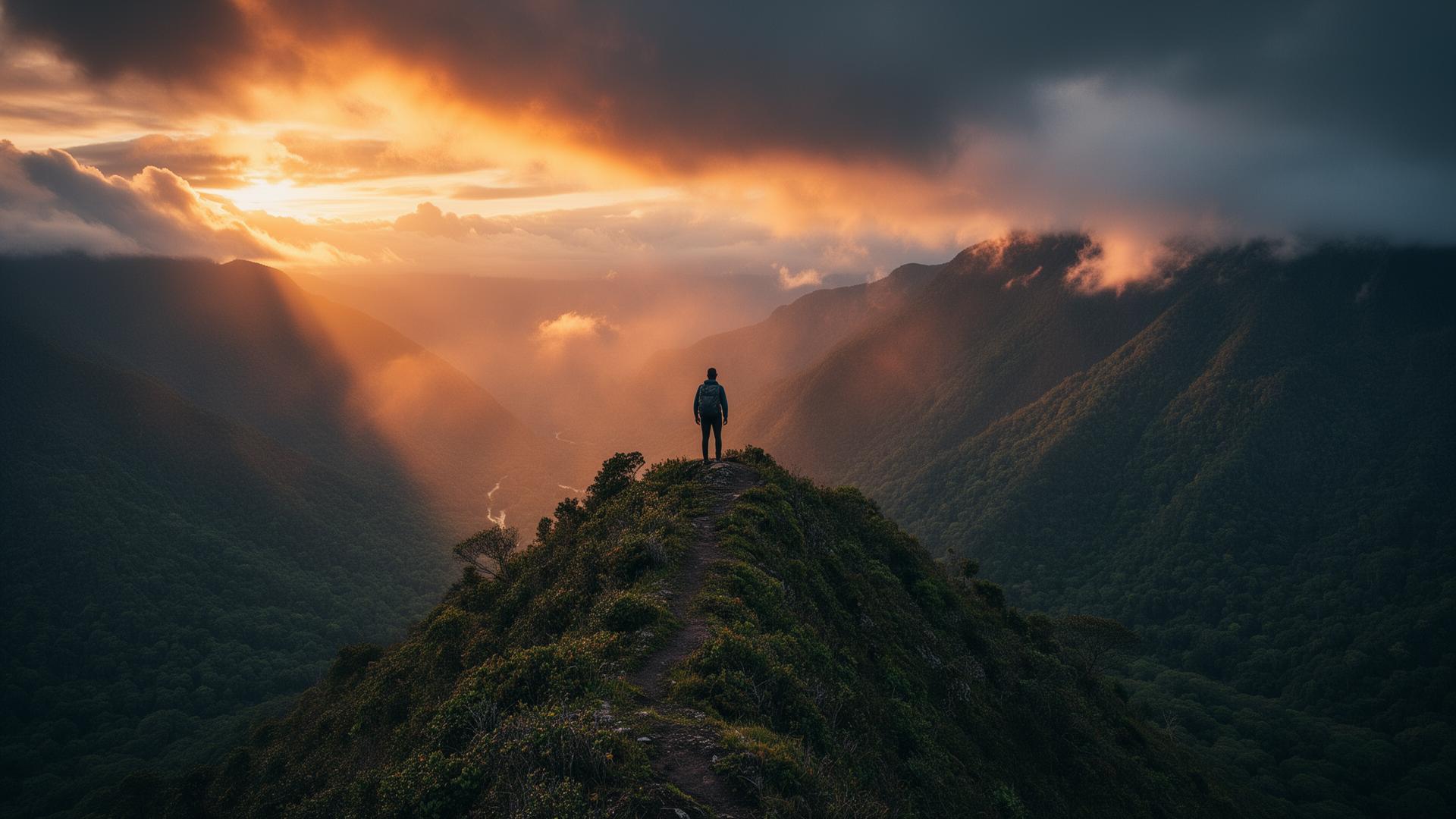 Misty mountain sunrise